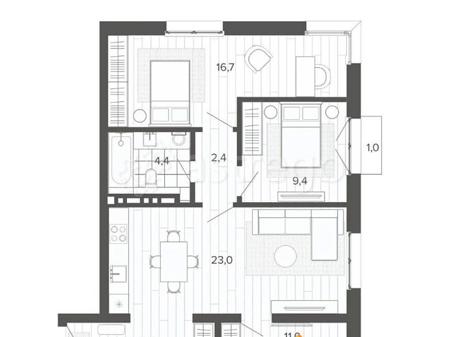 4-комн. квартира, 83.58 м2, 4/9 эт. Барнаул - изображение 1