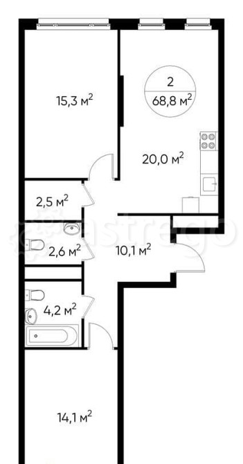 2-комн. квартира, 68 м2, 3/17 эт. Москва - изображение 1