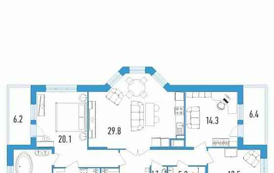 3-комн. квартира, 119 м2, 3/18 эт. Санкт-Петербург