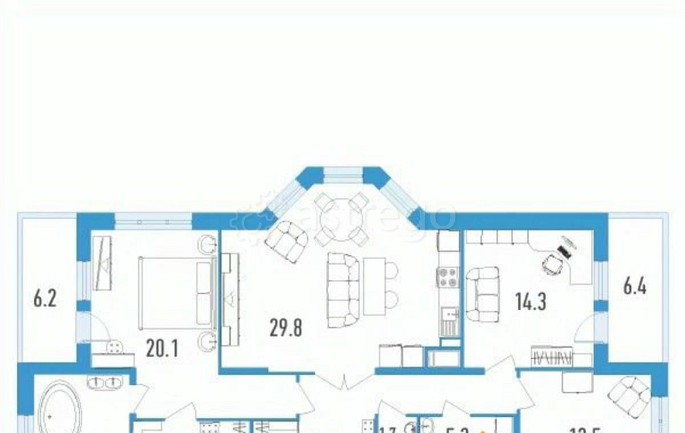 3-комн. квартира, 119 м2, 3/18 эт. Санкт-Петербург - изображение 1
