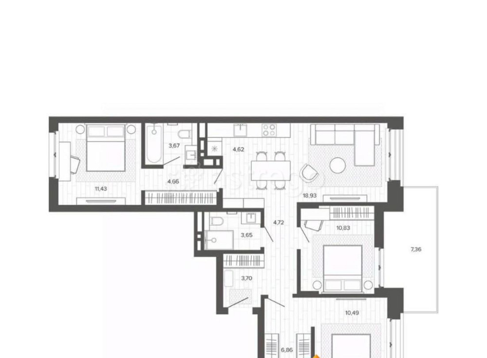 4-комн. квартира, 90.94 м2, 3/9 эт. Барнаул - изображение 1