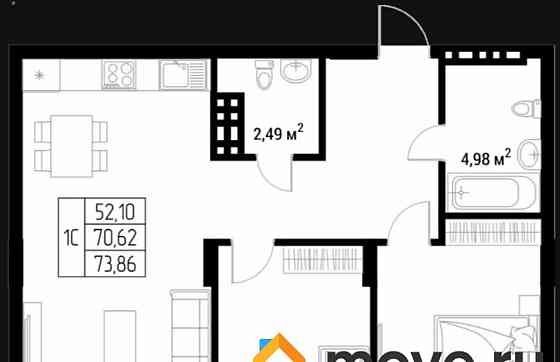 Студия, 73.86 м2, 5/9 эт. Горно-Алтайск