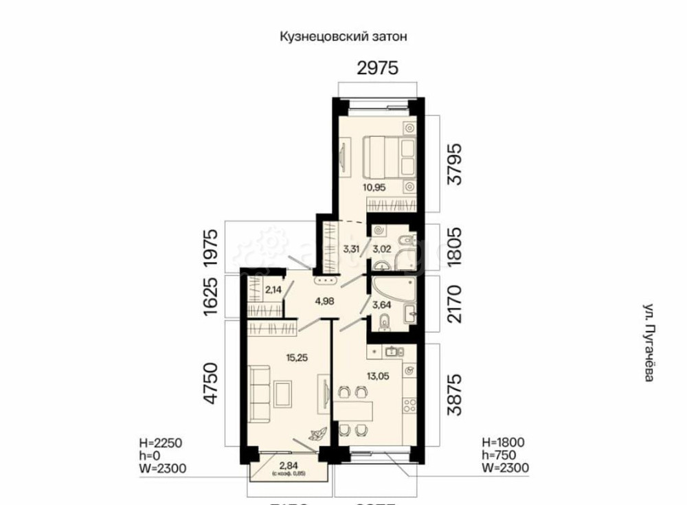2-комн. квартира, 57.19 м2, 3/31 эт. Уфа - изображение 7