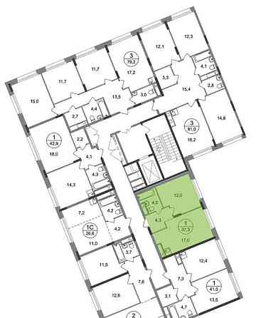 1-комн. квартира, 37 м2, 4/17 эт. Москва