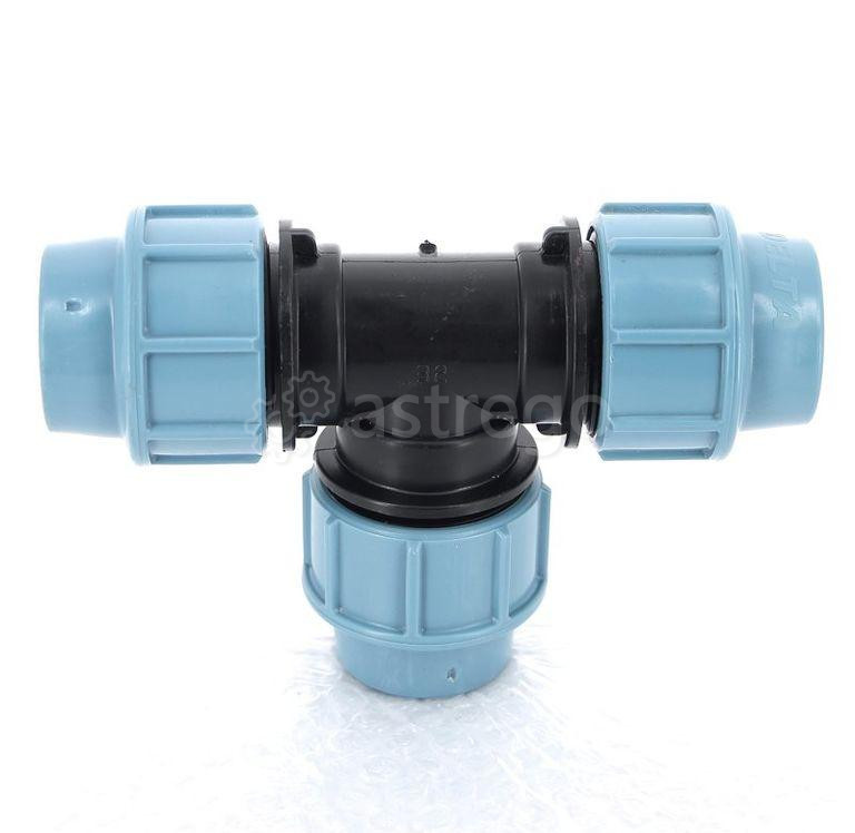 Тройник 90° 25х25х25 компрессинонный для трубы ПНД (COD.2005) (10) Новосибирск - изображение 1