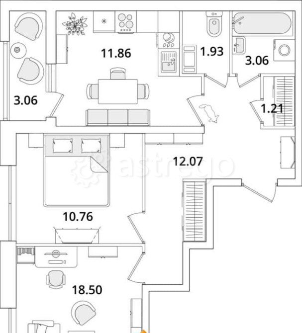 2-комн. квартира, 60.4 м2, 7/23 эт. Санкт-Петербург - изображение 1
