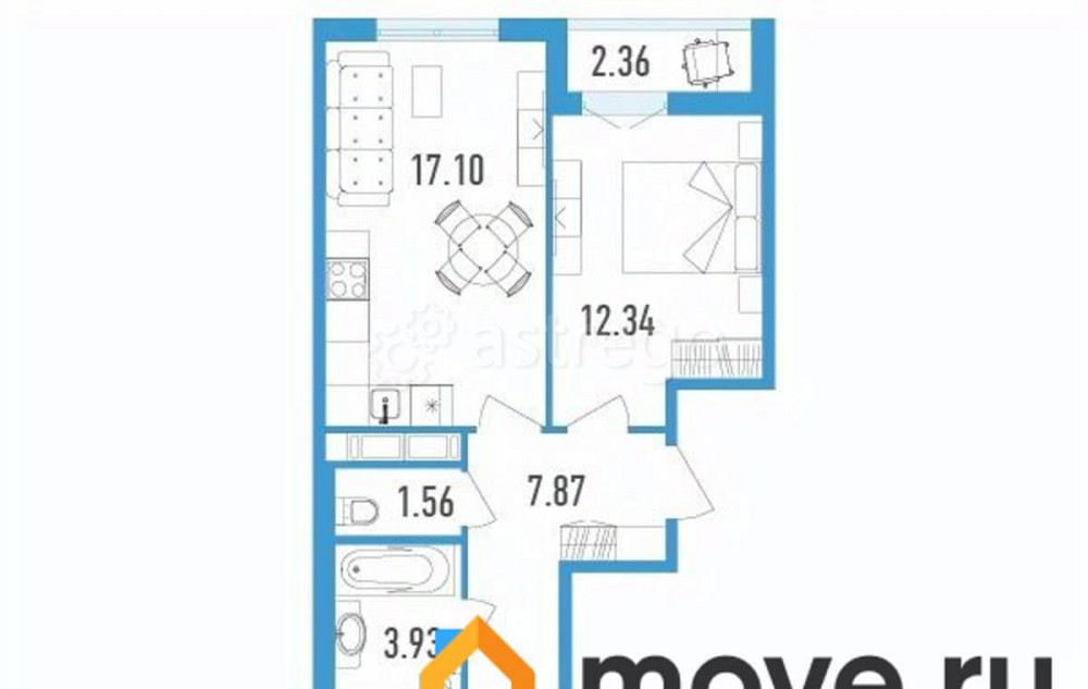 2-комн. квартира, 57.54 м2, 7/12 эт. Санкт-Петербург - изображение 1