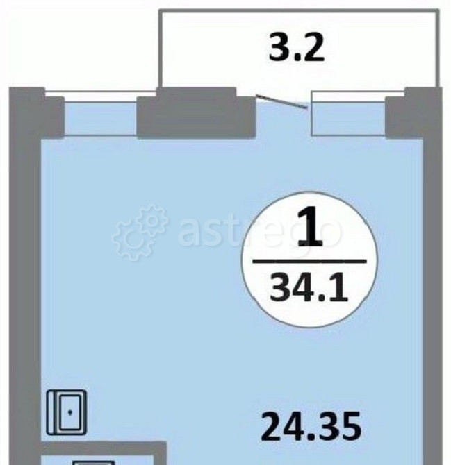 Студия, 34.1 м2, 14/14 эт. Красноярск - изображение 1