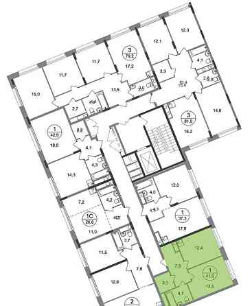 1-комн. квартира, 41 м2, 8/17 эт. Москва