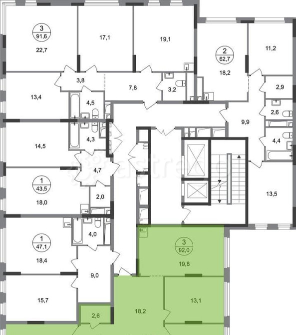 3-комн. квартира, 92 м2, 12/17 эт. Москва - изображение 9