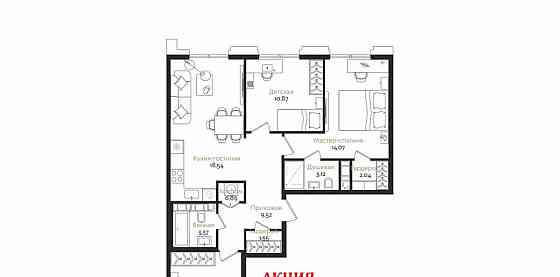 3-комн. квартира, 75.7 м2, 3/6 эт. Санкт-Петербург