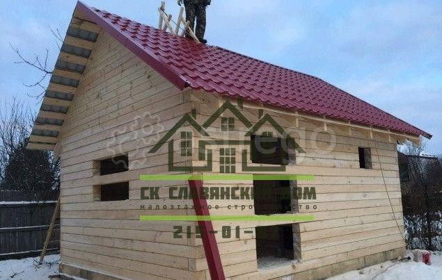 Баня из бруса 4х6м на винтовых сваях, Б-3 Красноярск - изображение 1