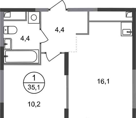 1-комн. квартира, 35 м2, 5/17 эт. Москва