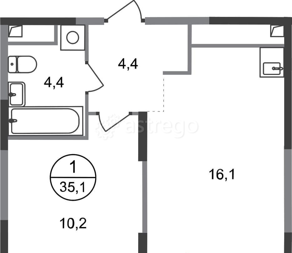 1-комн. квартира, 35 м2, 5/17 эт. Москва - изображение 1