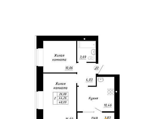 2-комн. квартира, 48.09 м2, 10/14 эт. Стерлитамак