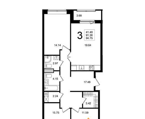 3-комн. квартира, 94.75 м2, 1/5 эт. Химки