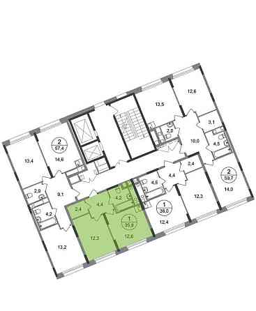 1-комн. квартира, 35 м2, 3/17 эт. Москва