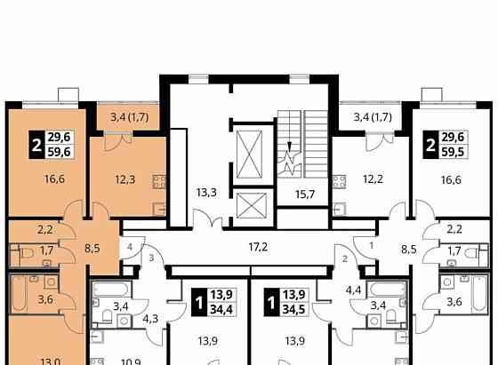2-комн. квартира, 59.3 м2, 21/24 эт. Люберцы