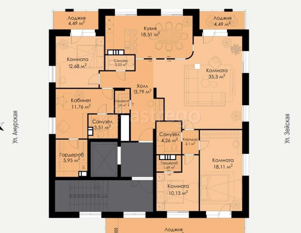 5-комн. квартира, 153 м2, 8/8 эт. Благовещенск - изображение 1