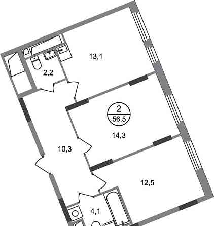 2-комн. квартира, 56 м2, 13/17 эт. Москва
