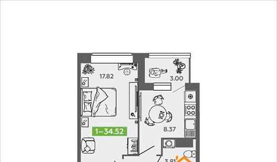 1-комн. квартира, 34.52 м2, 9/9 эт. Северодвинск
