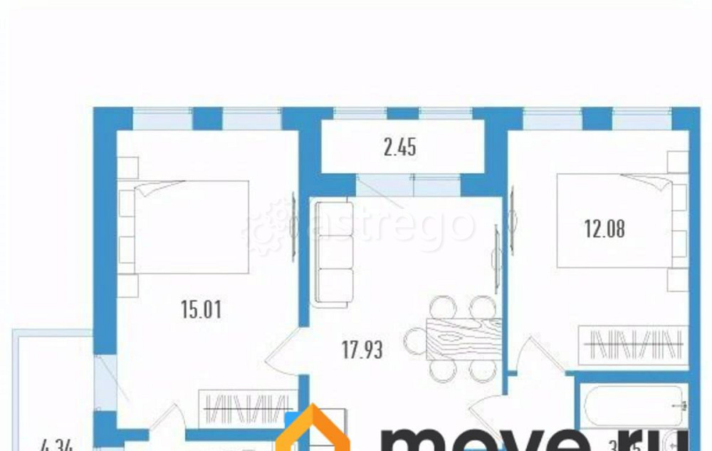 2-комн. квартира, 61.09 м2, 11/12 эт. Санкт-Петербург - изображение 1