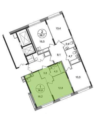 1-комн. квартира, 36 м2, 1/17 эт. Москва
