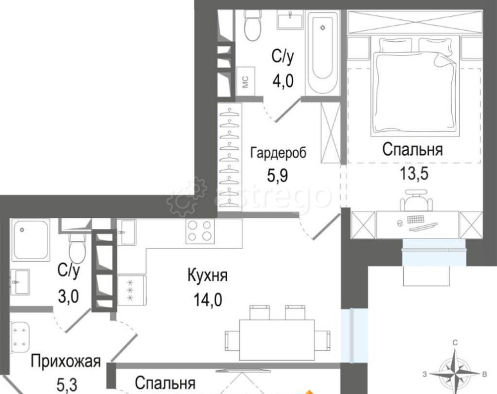 2-комн. квартира, 64.3 м2, 5/8 эт. Королев - изображение 1