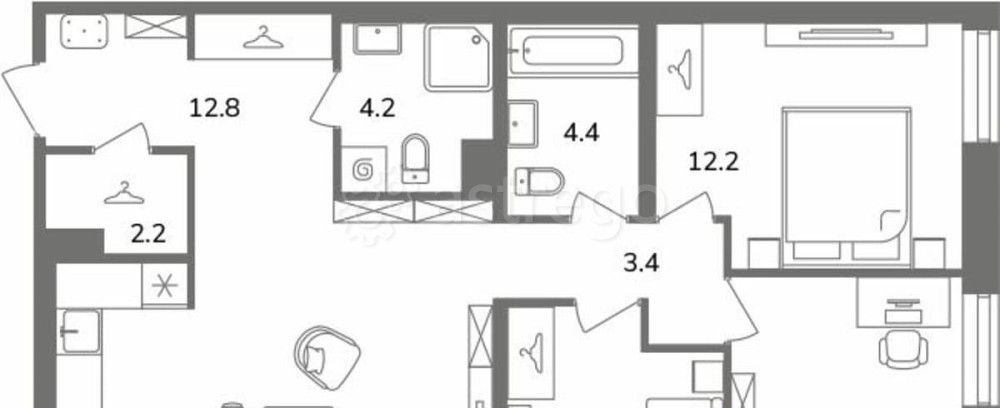 3-комн. квартира, 87.1 м2, 5/13 эт. Санкт-Петербург - изображение 2