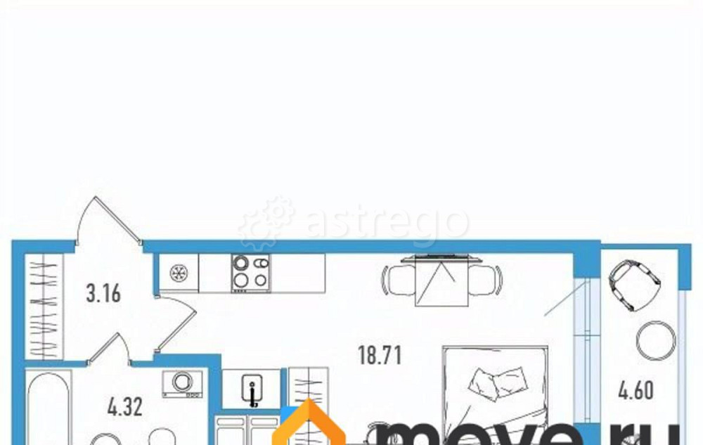 Студия, 27.57 м2, 5/18 эт. Санкт-Петербург - изображение 1