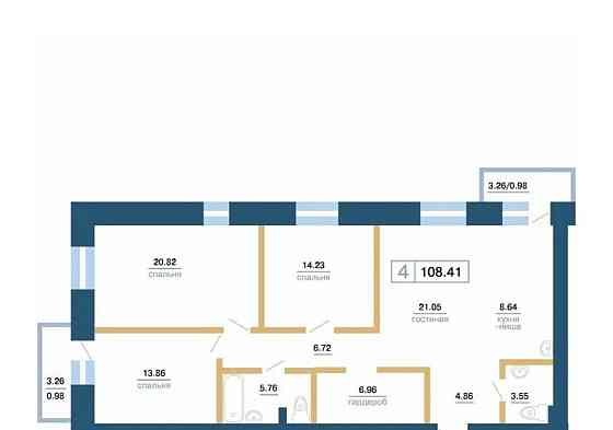 4-комн. квартира, 108.41 м2, 4/7 эт. Красноярск