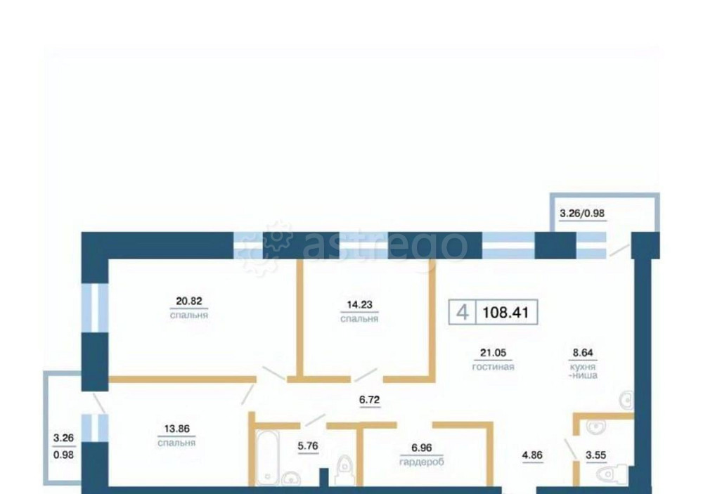 4-комн. квартира, 108.41 м2, 4/7 эт. Красноярск - изображение 3