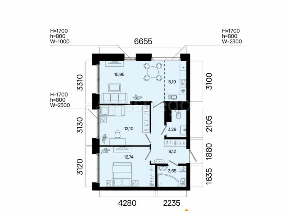 3-комн. квартира, 61.04 м2, 9/9 эт. Уфа - изображение 1