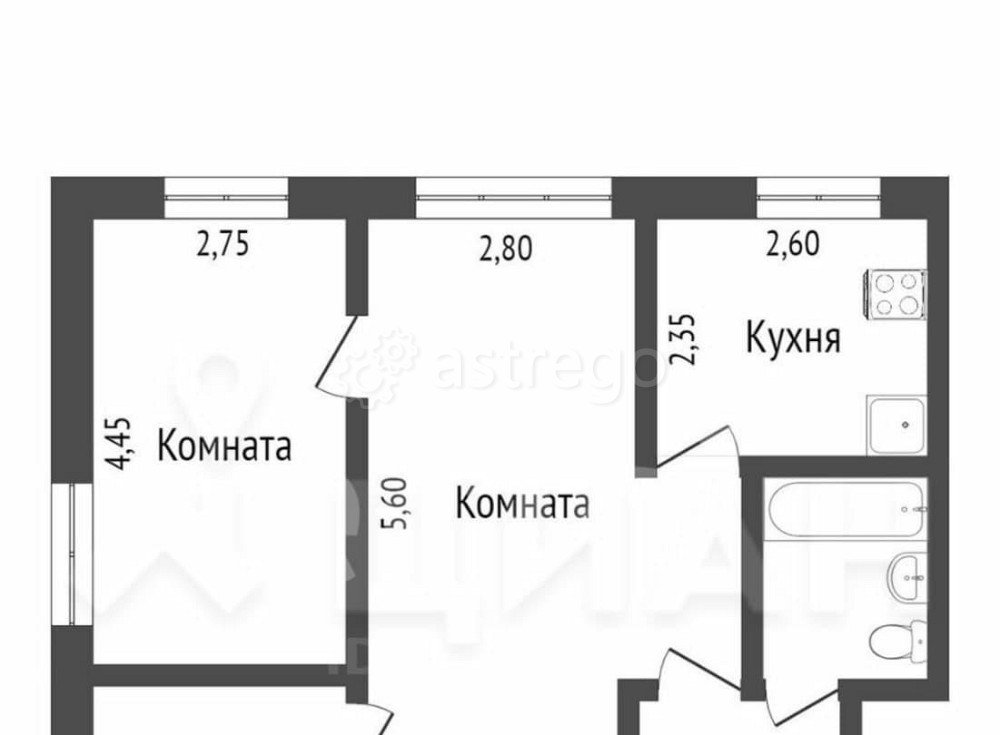 2-комн. квартира, 44 м2, 1/5 эт. Дюртюли - изображение 6