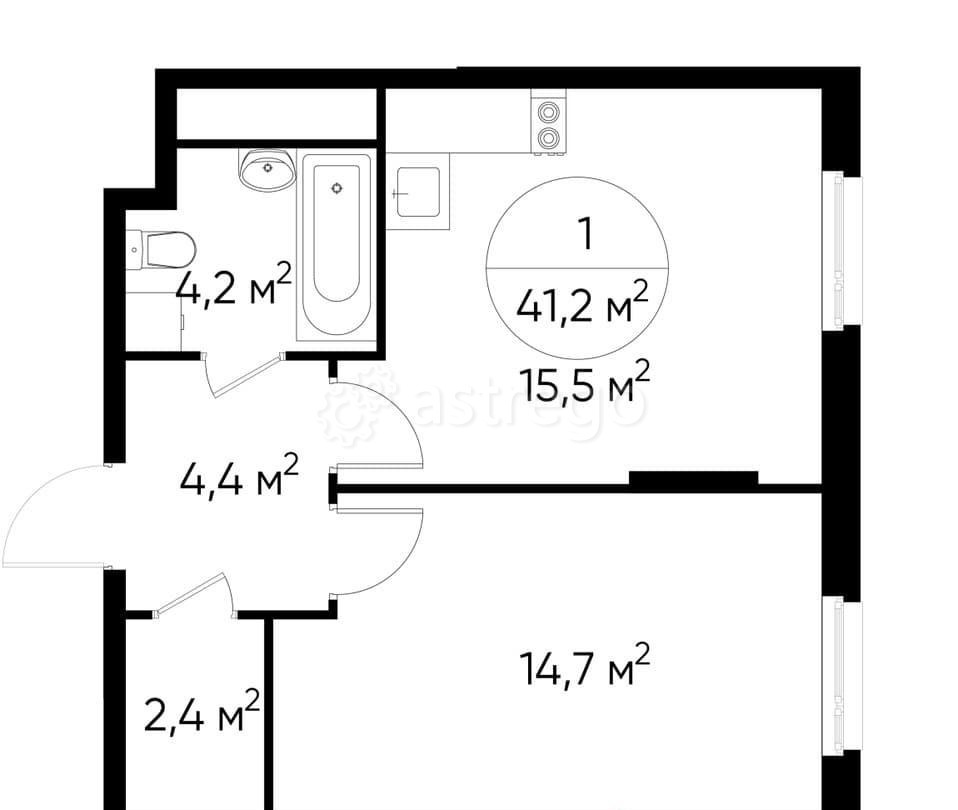 1-комн. квартира, 41 м2, 10/17 эт. Москва - изображение 1