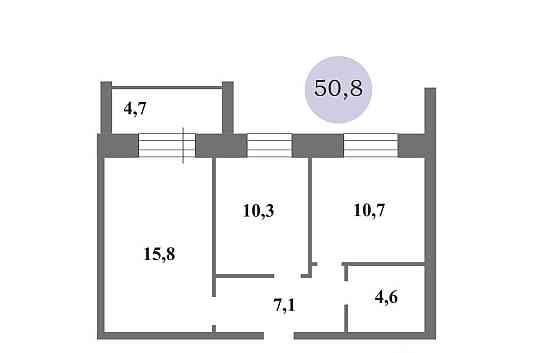 2-комн. квартира, 50.8 м2, 1/10 эт. Благовещенск