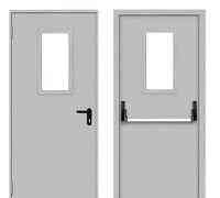 Дверь противопожарная однополая со стеклом, с замком «Антипаника» Уфа