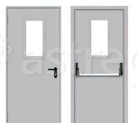 Дверь противопожарная однополая со стеклом, с замком «Антипаника» Уфа - изображение 1