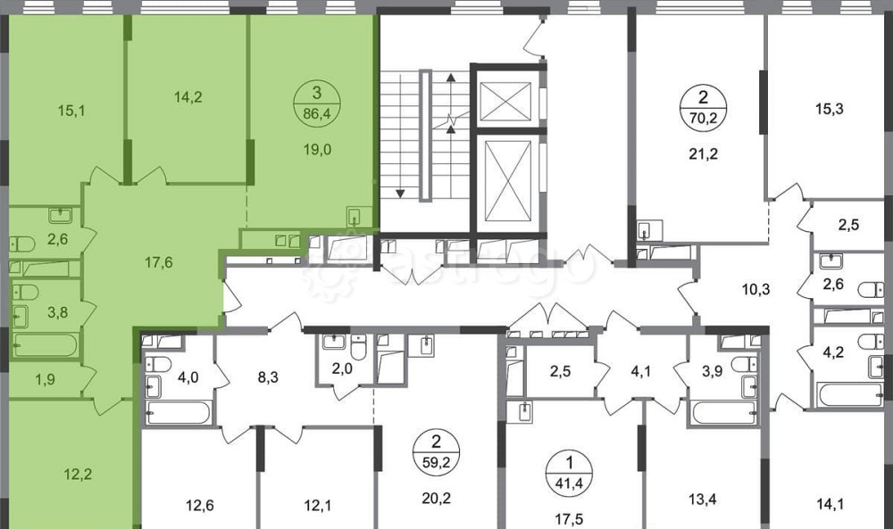 3-комн. квартира, 86 м2, 3/17 эт. Москва - изображение 10