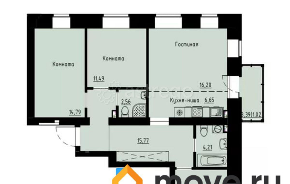 4-комн. квартира, 88.3 м2, 2/8 эт. Красноярск - изображение 1