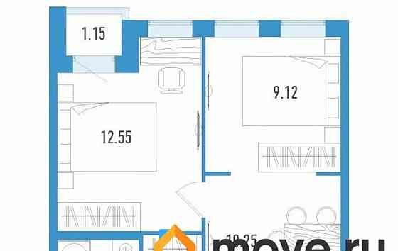 2-комн. квартира, 39.94 м2, 3/12 эт. Санкт-Петербург