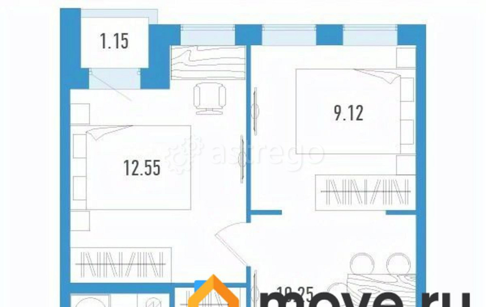 2-комн. квартира, 39.94 м2, 3/12 эт. Санкт-Петербург - изображение 2