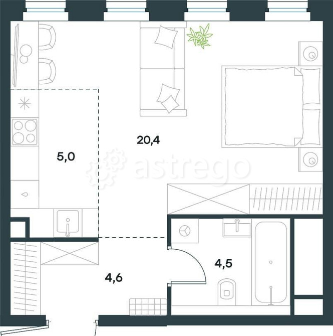 1-комн. квартира, 34.5 м2, 34/40 эт. Москва - изображение 2