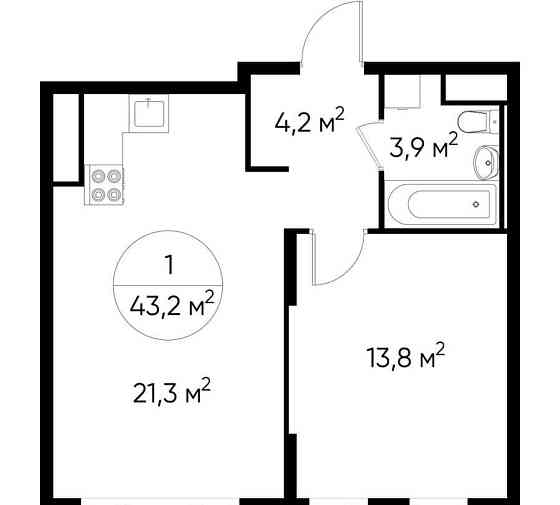 1-комн. квартира, 43 м2, 8/17 эт. Москва
