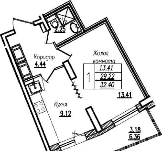 1-комн. квартира, 34 м2, 22/23 эт. Санкт-Петербург