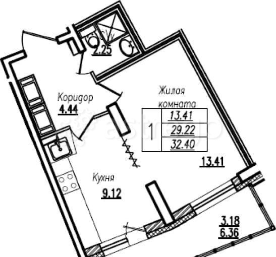 1-комн. квартира, 34 м2, 22/23 эт. Санкт-Петербург - изображение 6