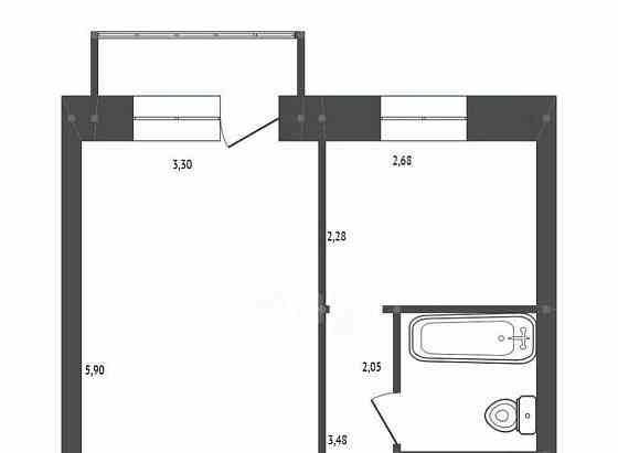 1-комн. квартира, 34.6 м2, 3/5 эт. Белогорск