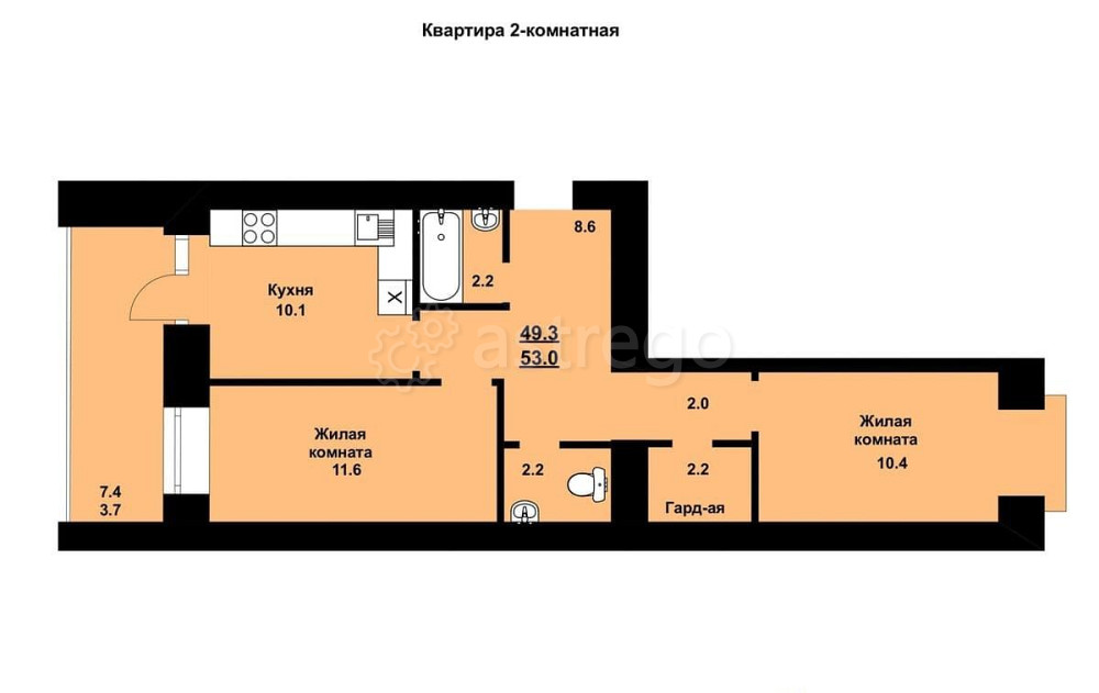 2-комн. квартира, 53 м2, 4/10 эт. Благовещенск - изображение 6