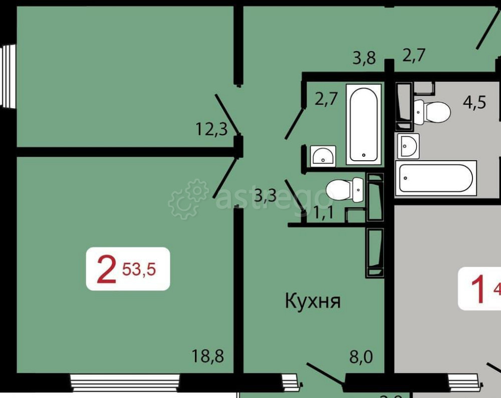 2-комн. квартира, 53.5 м2, 12/17 эт. Красноярск - изображение 10