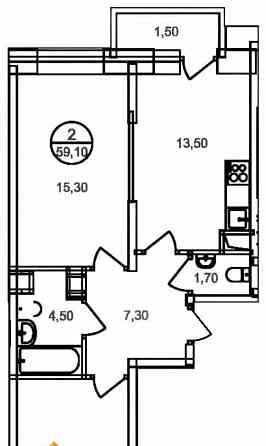 2-комн. квартира, 60 м2, 4/17 эт. Люберцы